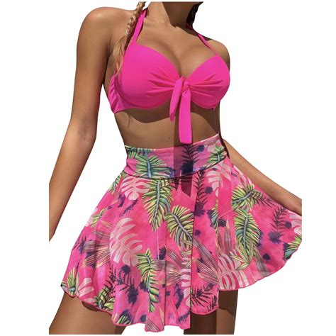 Hbyjlzyg Bikini Sets For Women Cover Up Ruffles Skirts Three Piece