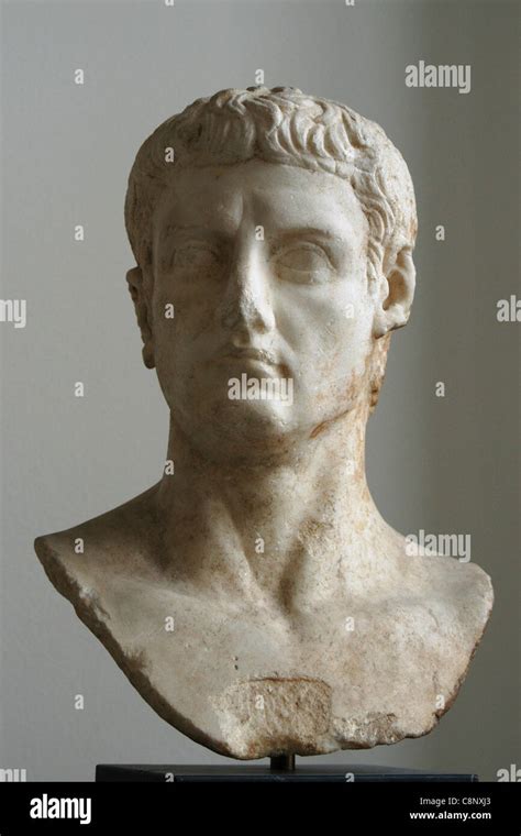 Marble Bust Of Roman Emperor Claudius Or Caligula On Display In The