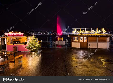 Geneva Switzerland December 2023 Christmas Market Quai Mont Blanc Most ...