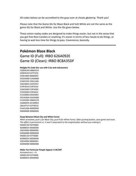 Action replay codes for pokemon | PDF