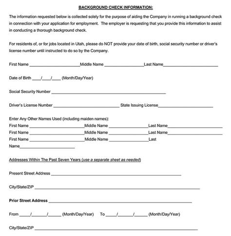 Pre Employment Background Check Authorization Forms PDF