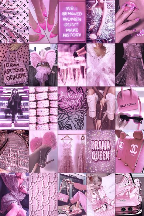 200 soft pink aesthetic digital wall collage 4×6 pink collage kit ...