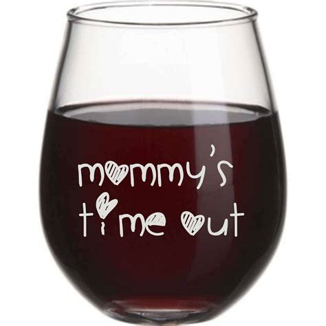 Mommys Time Out Wine Glass Engraved Mom Wine Glass Mommys Wine Glass