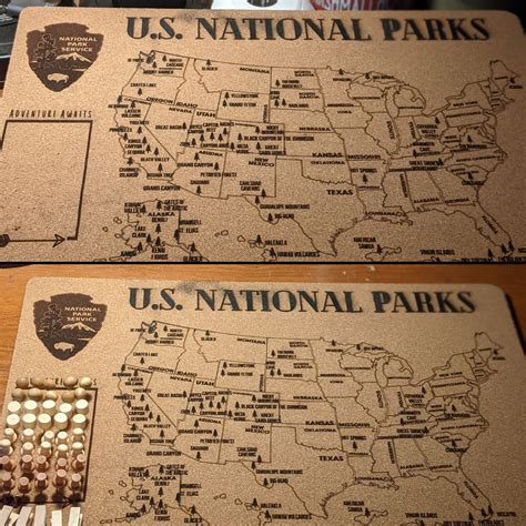 Us National Parks Push Pin Map All 69 Parks Laser Etsy