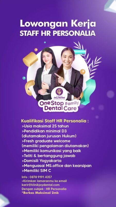 Lowongan Kerja Staff Personalia Staff GA Staff Cleaning Service