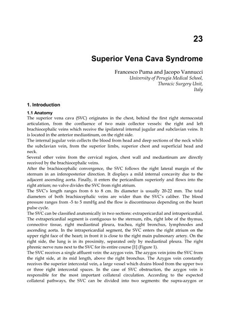 Pdf Superior Vena Cava Syndrome