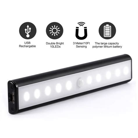 High Quality Home Wireless Motion Sensor Led Light Usb Rechargeable Magnetic Ultra Bright 10 Led