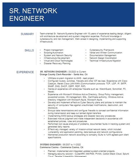 Senior Systems Engineer Resume Example