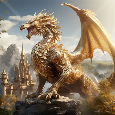 Golden Dragon Download: Digital Art, Instant Downloadable Wallpaper, Downloadable Fantasy Art ...