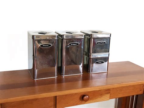 Masterware Chrome Kitchen Canisters Set Of Four Etsy