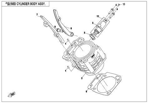 Diagram 2020 CFMoto UFORCE 500 CF500UU CYLINDER BODY ASSY E02 3