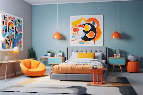 Premium AI Image | A kid bedroom featuring a mix of vibrant colors