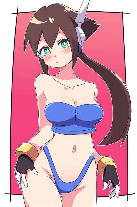 Rule 34 1girls Aile Blush Brown Hair Buzzlyears Fingerless Gloves Highleg Panties Mega Man