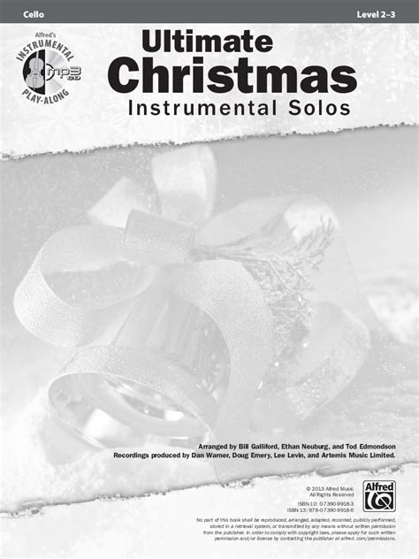 Ultimate Christmas Instrumental Solos Cello J W Pepper Sheet Music