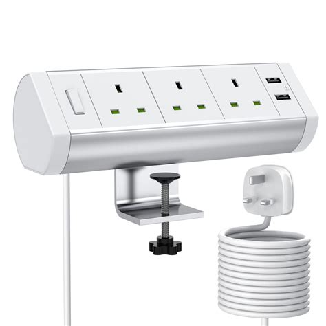 Buy Desk Power Socket With Usb Haylink Way Extension Lead Aluminium