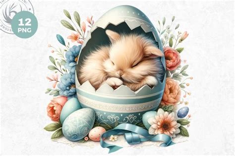 Easter Sleeping Bunny Clipart Set For Crafts And Sublimation