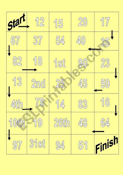 Board Game Numbers ESL Worksheet By Anutka