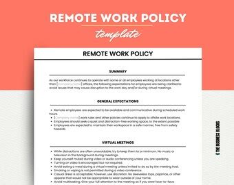 Wfh Policy Template Etsy