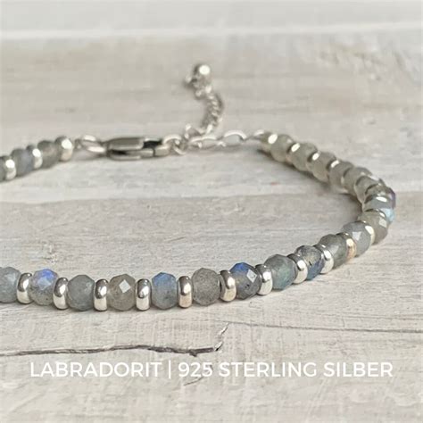 Echtes Labradorit Armband Sterling Silber Edelsteinarmband