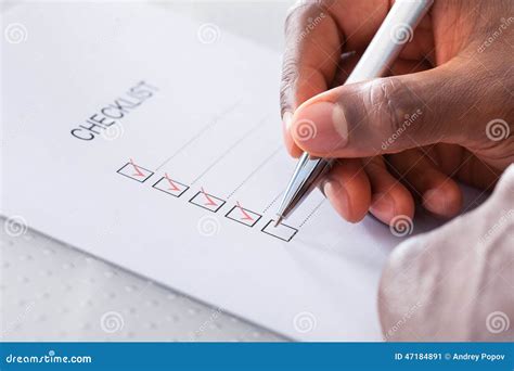 Hand With Red Pen Marking A Check Box Stock Image Image Of Concept