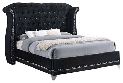 Coaster Barzini Eastern King Contemporary Tufted Velvet Upholstered Bed