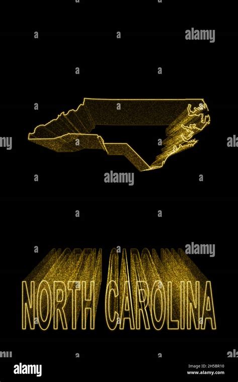 Map Of North Carolina Gold Map On Black Background Gold Effect Stock