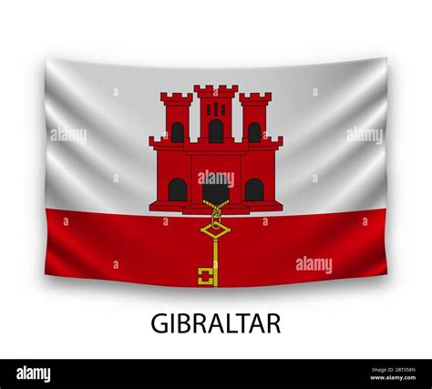 Hanging Silk Flag Of Gibraltar Vector Illustration Stock Vector Image