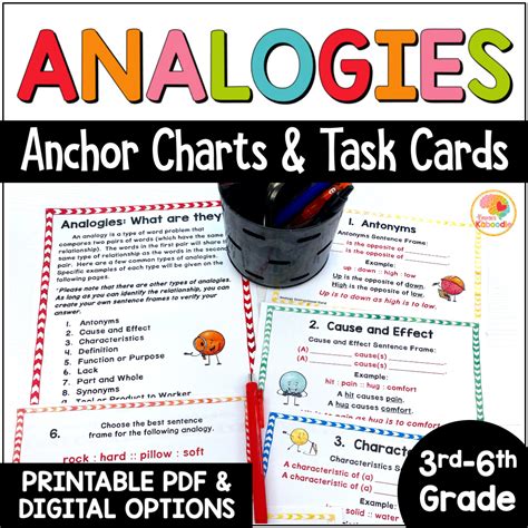 Analogies Activities Analogy Task Cards And Anchor Charts Made By