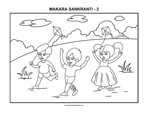 Sankranti Coloring Pages For Kids Sketch Coloring Page