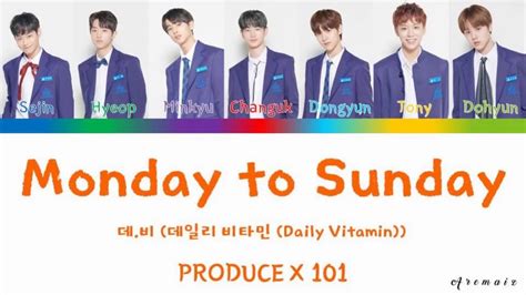 Monday To Sunday Produce X Color Coded Han Rom Eng