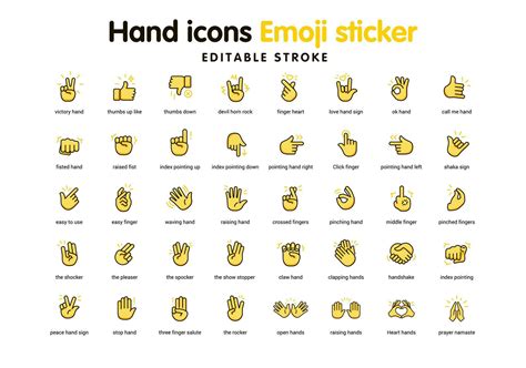 Yellow color Hand Icons Emoji Sticker 26786343 Vector Art at Vecteezy