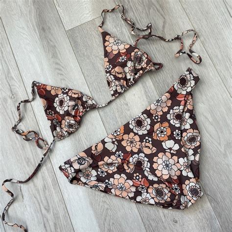 Skatie Swim Skatie Bikini Swimsuit Floral Ella Top Womens Brown