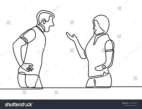 Continuous Line Drawing Couple Conflict Couple Stock Vector (Royalty ...