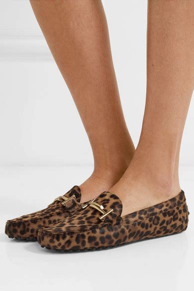 Tod S Gommino Embellished Leopard Print Calf Hair Loafers Net A