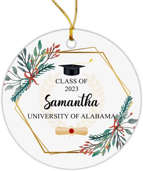 Custom University Graduation Student Christmas Ornament