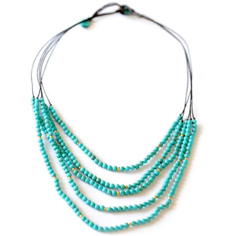 Beaded Turquoise Necklace | Beautiful necklaces, Turquoise necklace diy ...