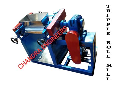 Stainless Steel Triple Roll Mill Machine With CHILLED ROLL 5 X20