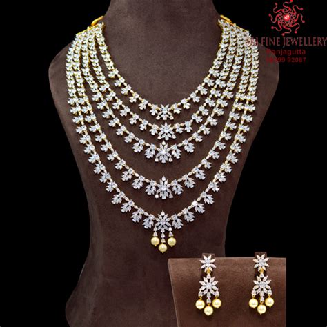 One Gram Gold Cz Necklace Sets Indian Jewellery Designs