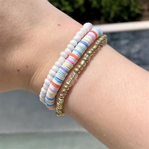 Flat Bead Clay Bead Pack Of Bracelets Vsco Preppy Aesthetic Etsy