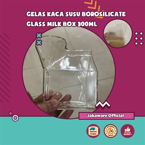 Jual GELAS KACA SUSU BOROSILICATE GLASS MILK BOX 300ML COFFEE MUG HIAS