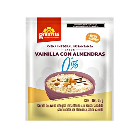 Avena integral instantánea sabor vainilla con almendras sin azúcar 35