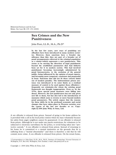 Pdf Sex Crimes And The New Punitiveness