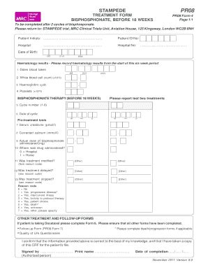 Fillable Online Pr Form Treatment Form Bisphosphonate Before