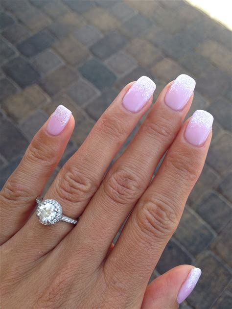 Wedding Day Nails Pink And White French Manicure With White Diamond