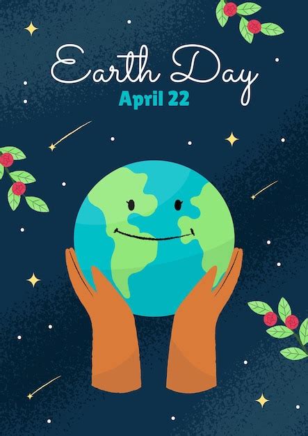 Premium Vector A Poster For Earth Day With A Smiling Face And Hands