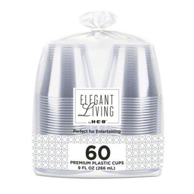 Elegant Living By H E B Oz Premium Clear Plastic Cups Ct