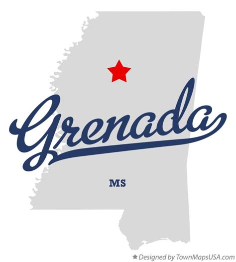 Map of Grenada, MS, Mississippi