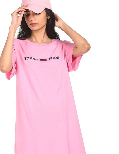 Buy Tommy Hilfiger Women Pink Round Neck Brand Embroidered T Shirt