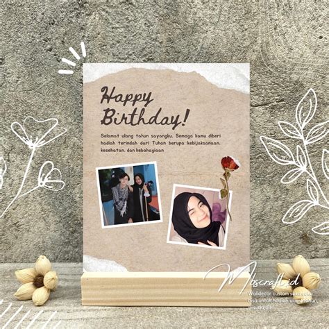 Jual Cetak Foto Custom Stand Kayu Kado Ulang Tahun Kado Anniversar