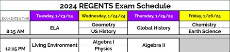 January 2024 Regents Exam Schedule New Rochelle High School